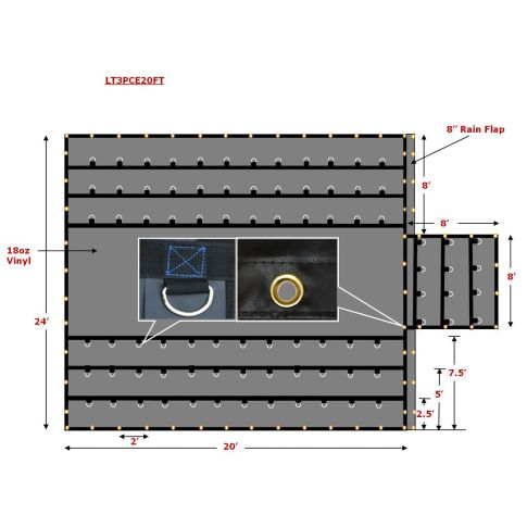 MDW-CS16-3003 HD LUMBER TARP 24X20 8'DRP BLK