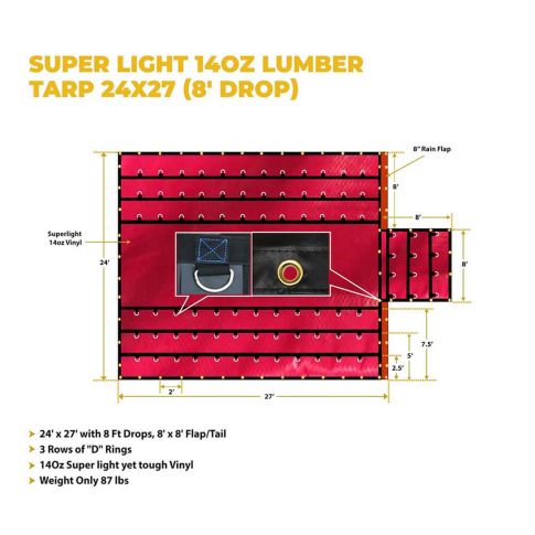 MDW-CS16-3032 SL LUMBER TARP 24X27 8'DRP RED