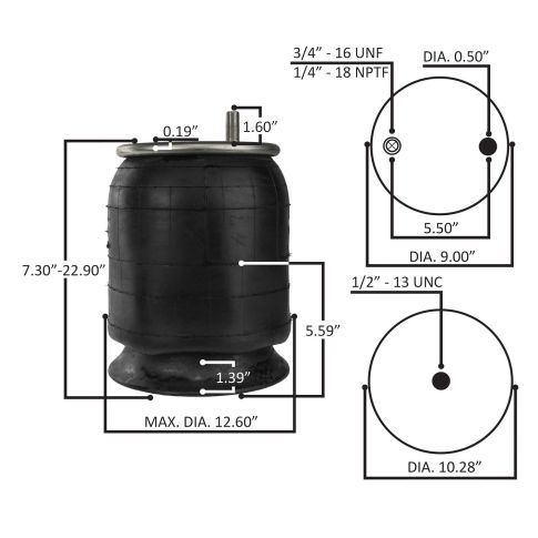 FS9935 Rolling Lobe Air Spring with Aluminum Base