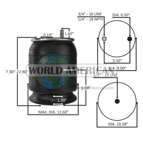 FS9935 Rolling Lobe Air Spring with Aluminum Base